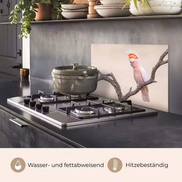 Papagaai - Tak - Roze keuken achterwand spatscherm klein -usp_DE