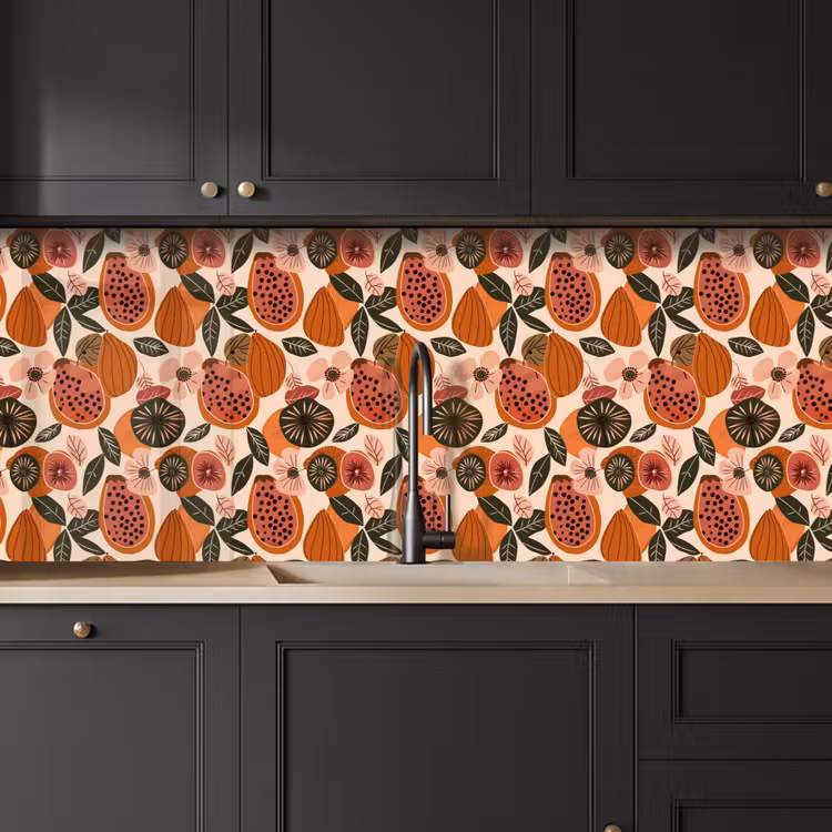 Papaja - Bloesem - Oranje keuken achterwand 2 middel 871 -sfeer1