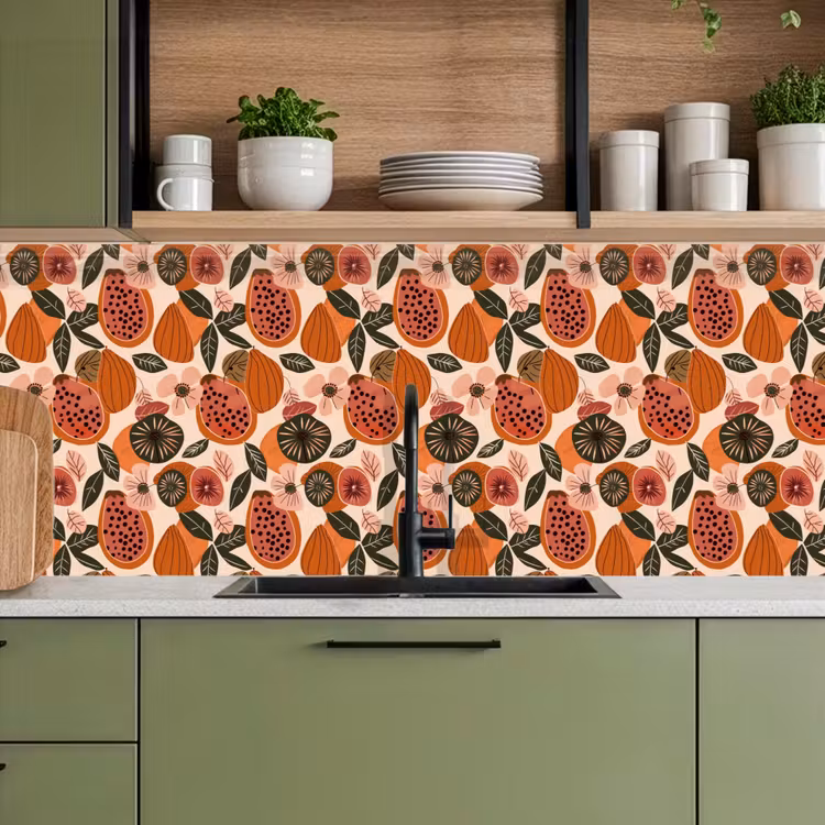 Papaja - Bloesem - Oranje keuken achterwand 2 middel 871 -sfeer3