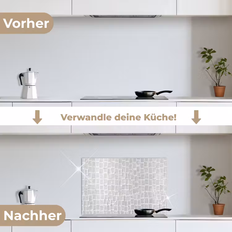 Papier - Overlappend - Textuur - Modern - Wit keuken achterwand spatscherm klein -voor_na_DE