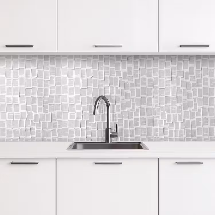 Papier - Overlappend - Textuur - Modern - Wit keuken achterwand 2 middel -3d
