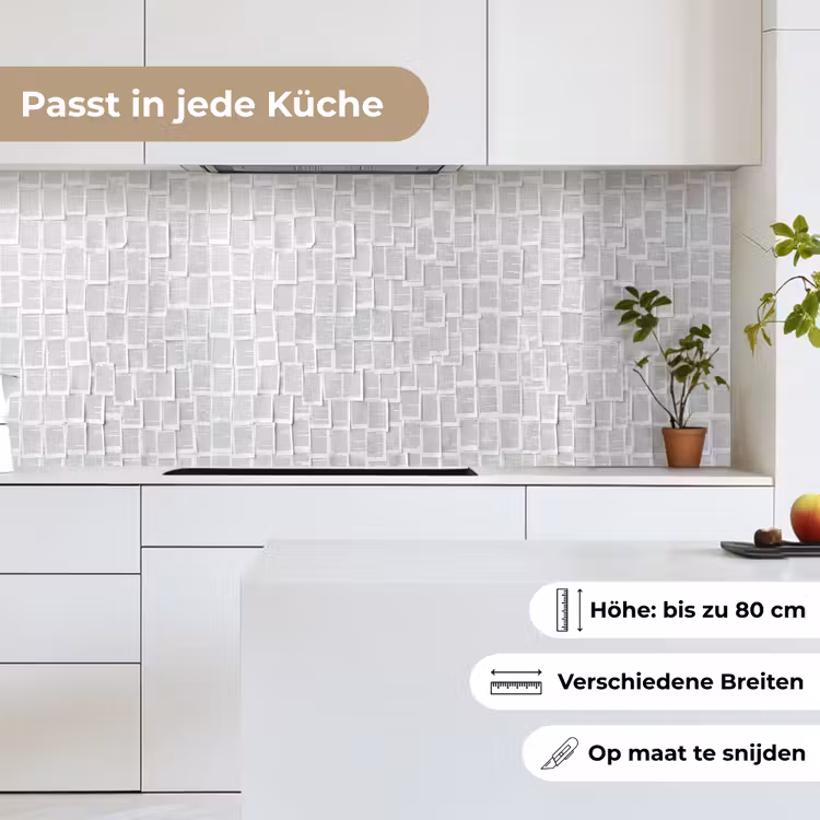 Papier - Overlappend - Textuur - Modern - Wit keuken achterwand 2 middel -sfeer4_DE