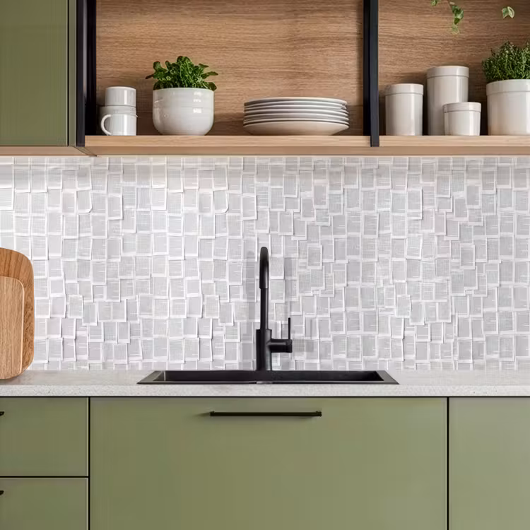 Papier - Overlappend - Textuur - Modern - Wit keuken achterwand 2 middel -sfeer3