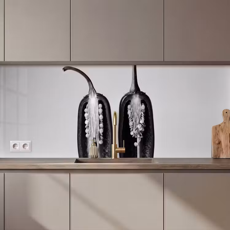 Pepers - Zwart - Wit - Zaadlijsten keuken achterwand 2 middel zz_3dshopping