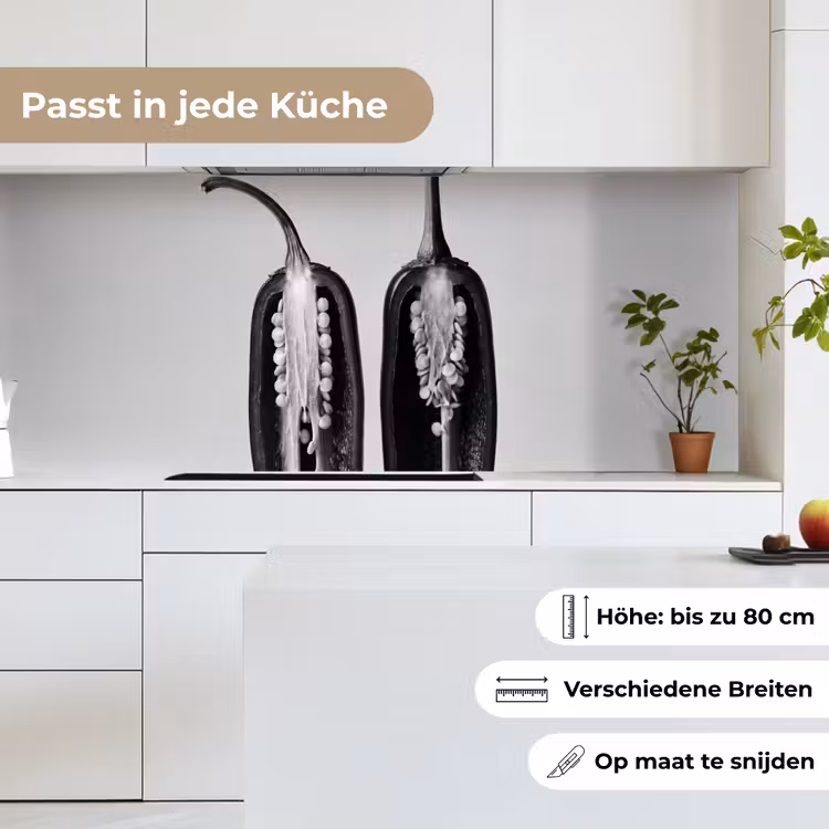Pepers - Zwart - Wit - Zaadlijsten keuken achterwand 2 middel -sfeer4_DE