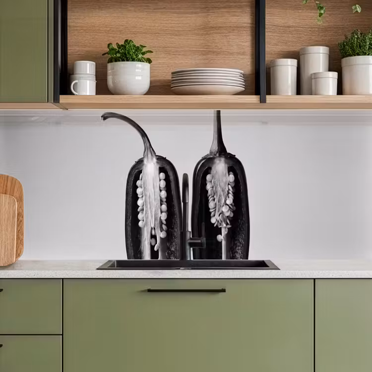 Pepers - Zwart - Wit - Zaadlijsten keuken achterwand 2 middel -sfeer3