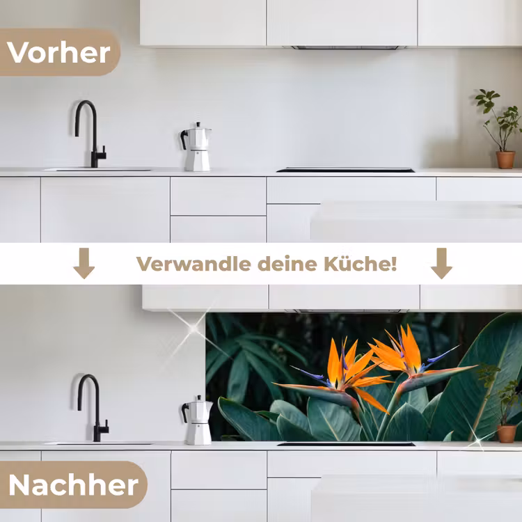 Paradijsvogel - Bloem - Exotisch keuken achterwand 2 middel -voor-na_DE