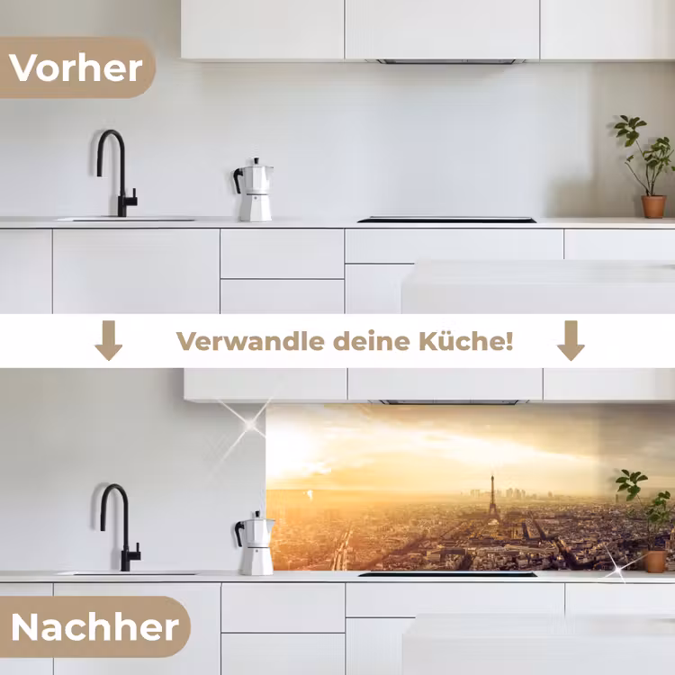 Parijs - Skyline - Zonsondergang - Steden keuken achterwand 2 middel -voor-na_DE