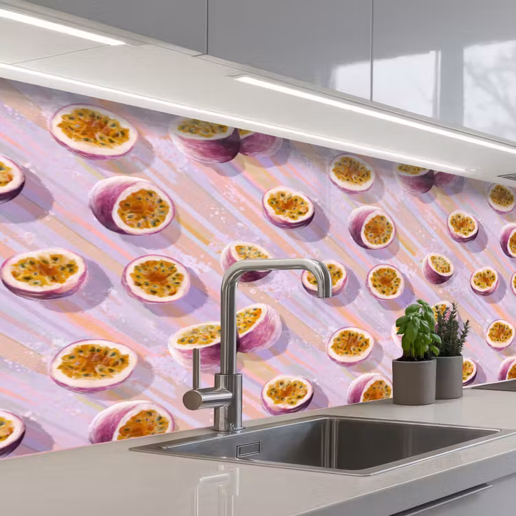 Passievrucht - Tropisch - Paars keuken achterwand 2 middel 871 -3d_schuin