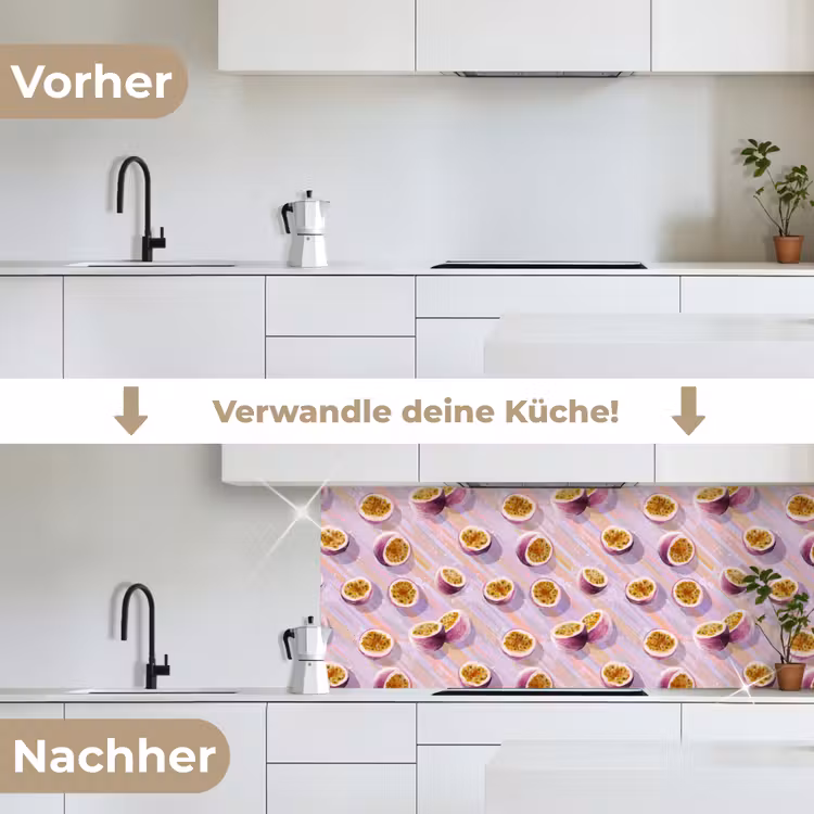 Passievrucht - Tropisch - Paars keuken achterwand 2 middel 871 -voor-na_DE