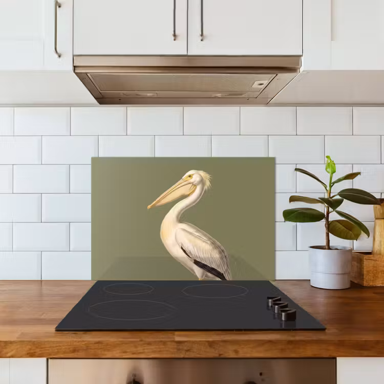 Pelikaan - Wit - Vogel - Klassiek - Natuur keuken achterwand spatscherm klein -sfeer2