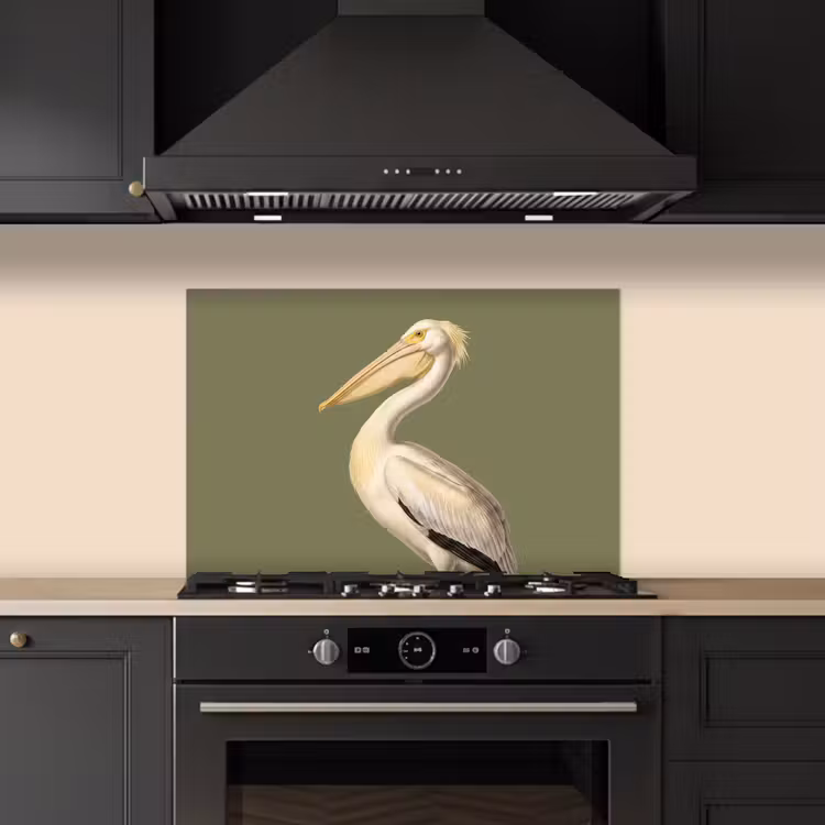 Pelikaan - Wit - Vogel - Klassiek - Natuur keuken achterwand spatscherm klein -sfeer1