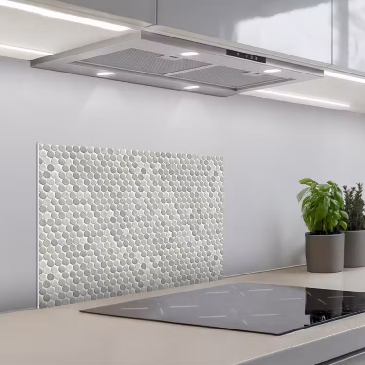 Penny - Mozaïek - Lichtgrijs keuken achterwand spatscherm klein 900 -3d_schuin