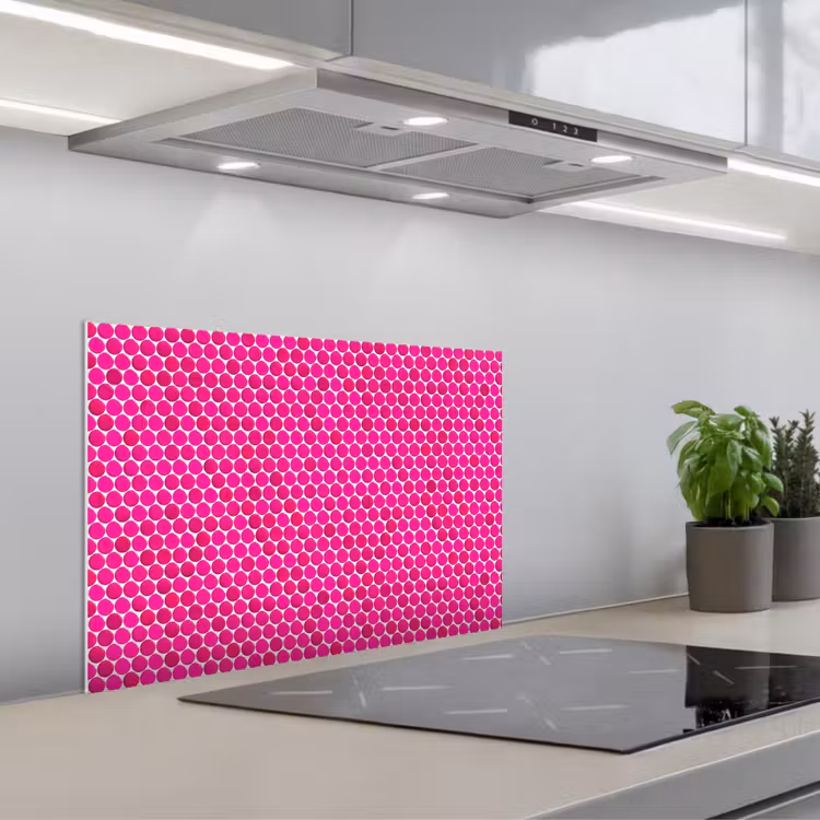 Penny - Mozaïek - Felroze keuken achterwand spatscherm klein 900 -3d_schuin