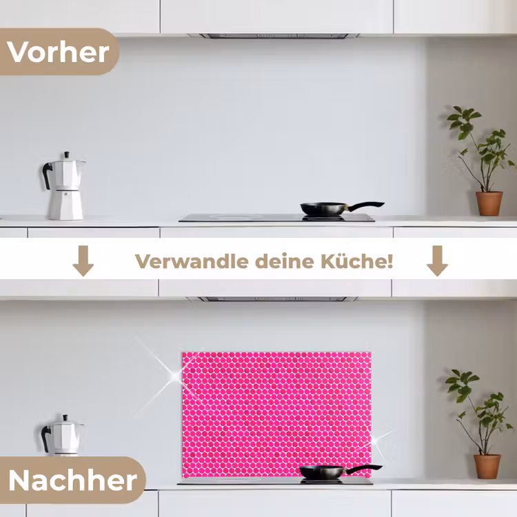 Penny - Mozaïek - Felroze keuken achterwand spatscherm klein 900 -voor_na_DE