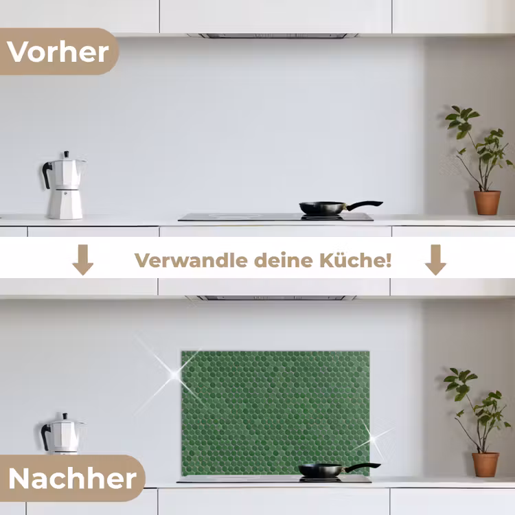 Penny - Mozaïek - Bosgroen - Green keuken achterwand spatscherm klein 900 -voor_na_DE