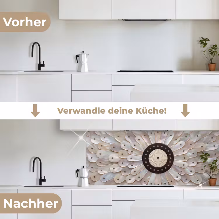 Parelmoer - Patroon - Decoratie - Ambacht - Wit keuken achterwand 2 middel -voor-na_DE