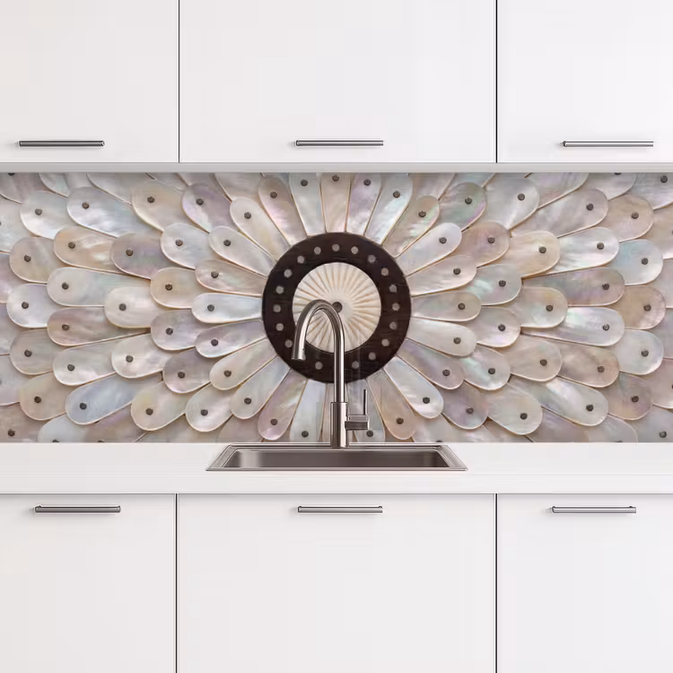 Parelmoer - Patroon - Decoratie - Ambacht - Wit keuken achterwand 2 middel -3d