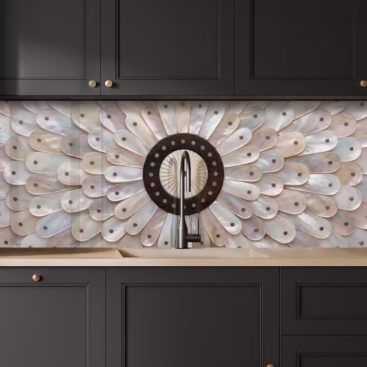 Parelmoer - Patroon - Decoratie - Ambacht - Wit keuken achterwand 2 middel -sfeer1