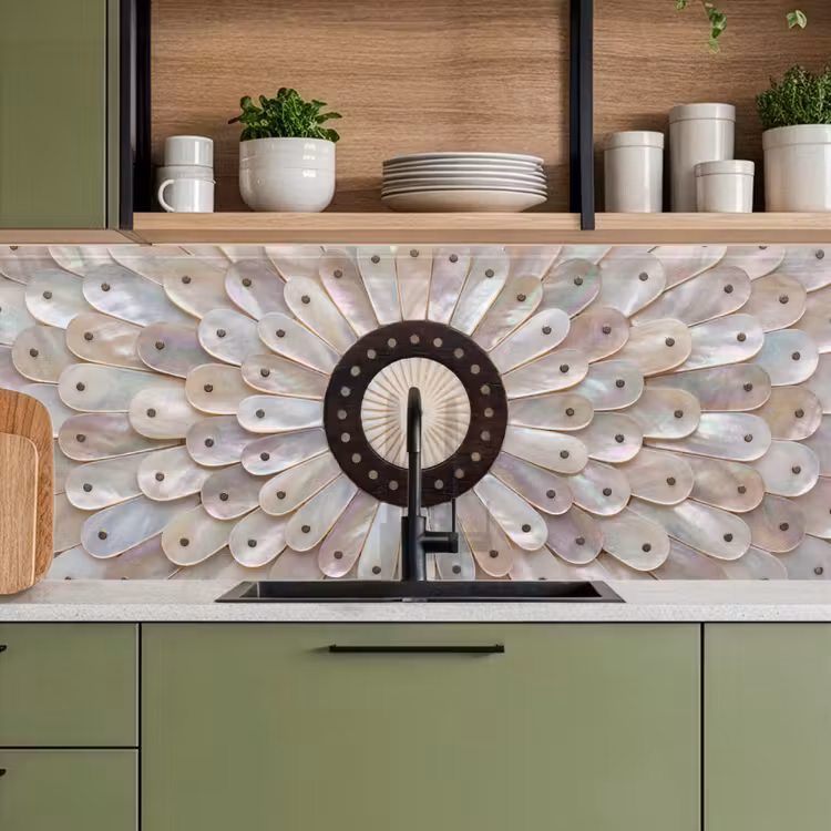 Parelmoer - Patroon - Decoratie - Ambacht - Wit keuken achterwand 2 middel -sfeer3