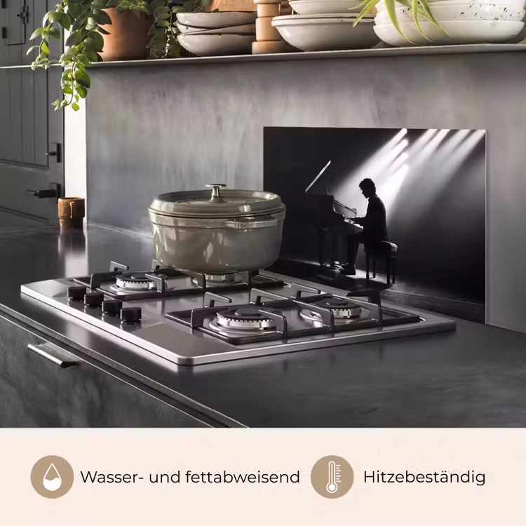 Persoon - Piano - Muziek - Zwart-wit - Podium keuken achterwand spatscherm klein -usp_DE