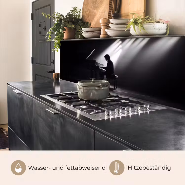 Persoon - Piano - Muziek - Zwart-wit - Podium keuken achterwand 2 middel -usp_DE