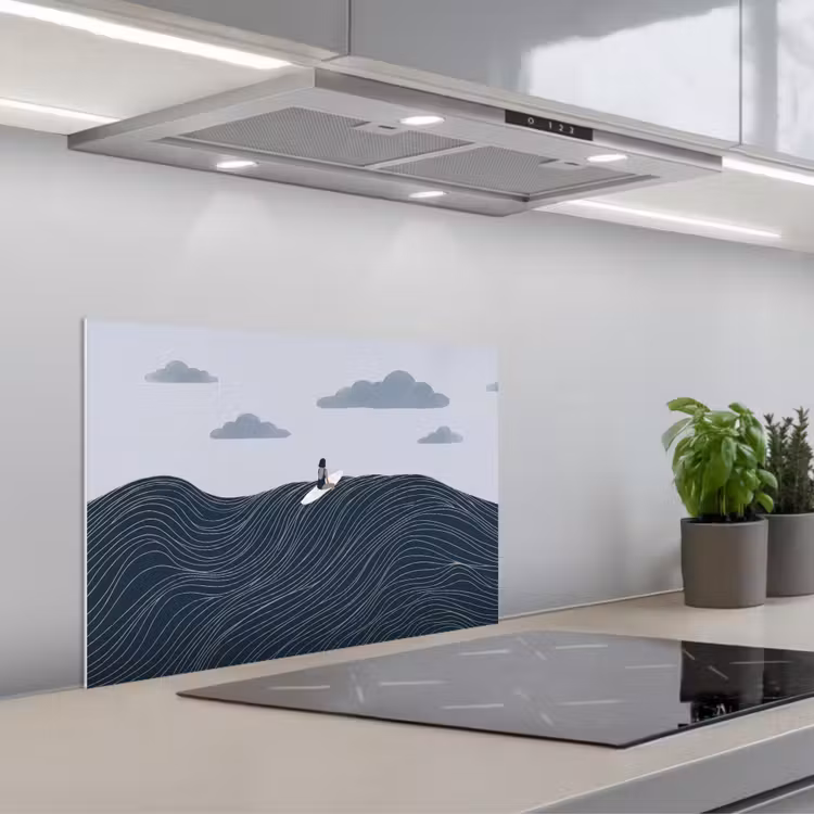 Persoon - Surfen - Oceaan - Natuur - Modern keuken achterwand spatscherm klein -3d_schuin