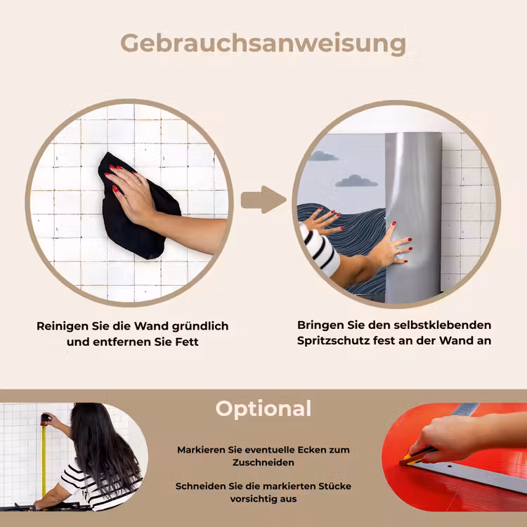 Persoon - Surfen - Oceaan - Natuur - Modern keuken achterwand spatscherm klein -gebruiksaanwijzing_DE