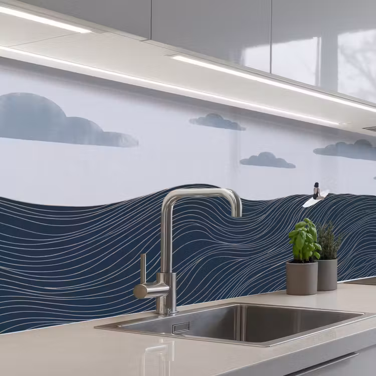 Persoon - Surfen - Oceaan - Natuur - Modern keuken achterwand 2 middel -3d_schuin