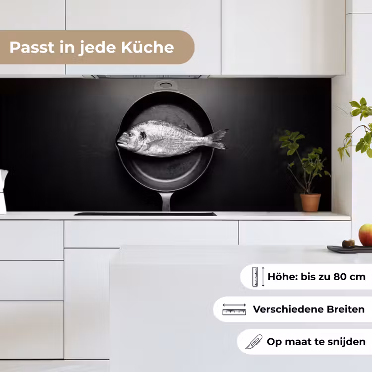 Pan - Vis - Zwart - Wit keuken achterwand 2 middel -sfeer4_DE