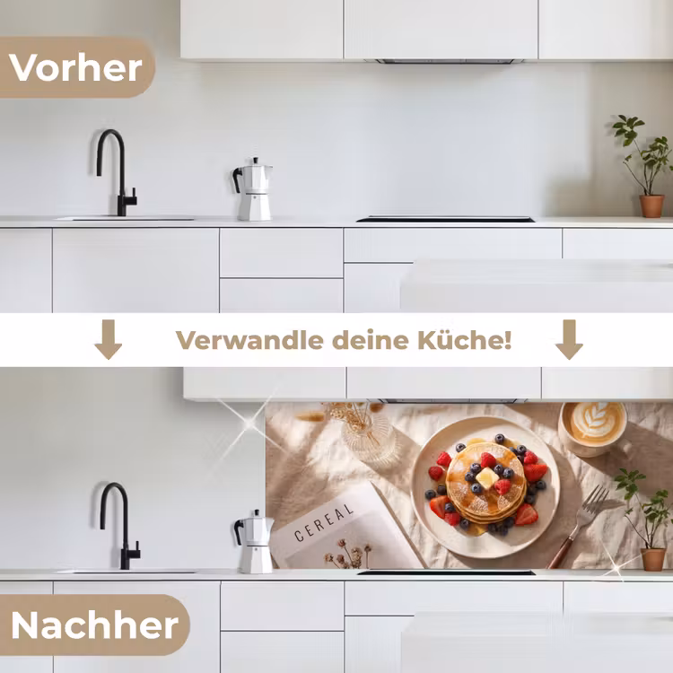 Pannenkoeken - Bessen - Ontbijt - Modern - Beige keuken achterwand 2 middel -voor-na_DE