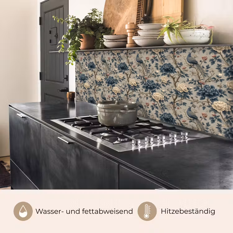 Pauw - Bloemen - Blauw keuken achterwand 2 middel 871 -usp_DE
