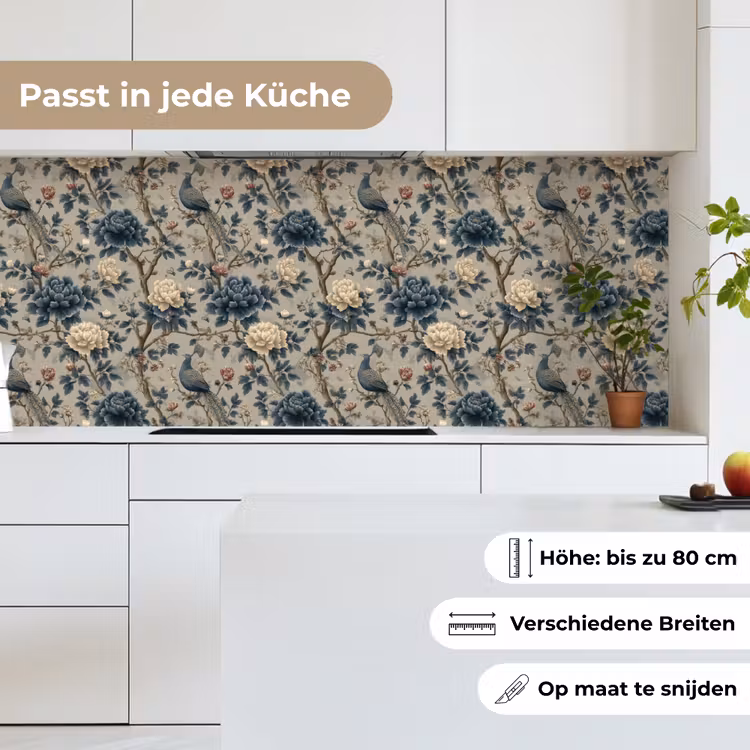 Pauw - Bloemen - Blauw keuken achterwand 2 middel 871 -sfeer4_DE