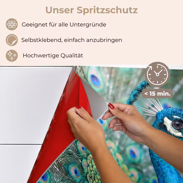 Pauw - Veren - Blauw keuken achterwand spatscherm klein -spatscherm_DE