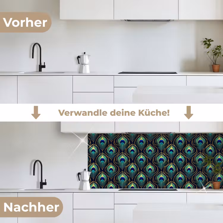 Pauw - Veren - Groen keuken achterwand 2 middel 871 -voor-na_DE