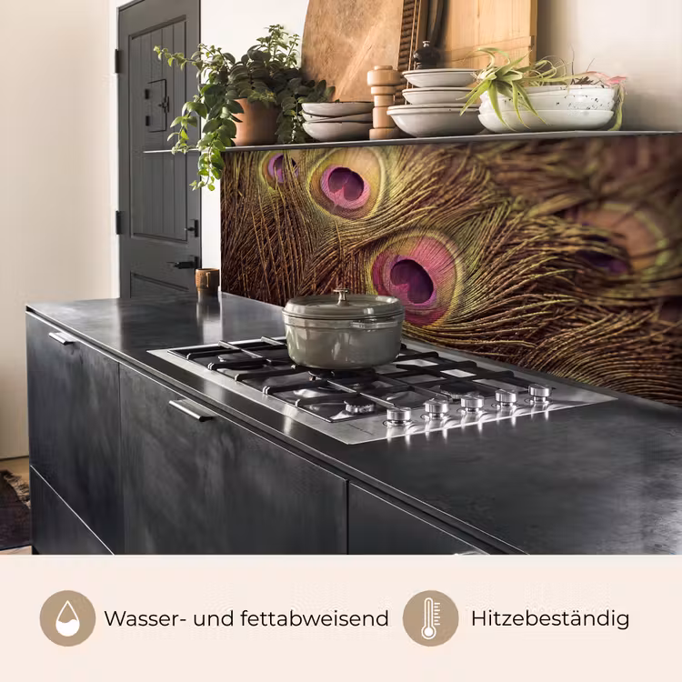 Pauw - Veren - Paars - Groen keuken achterwand 2 middel -usp_DE