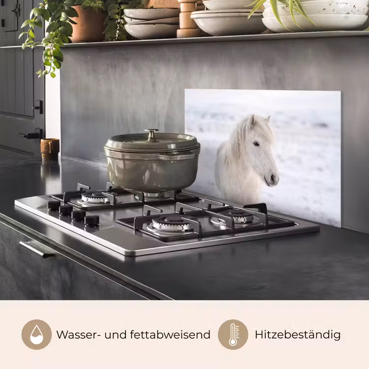Paard - Kop - Winter - Dieren - Wit keuken achterwand spatscherm klein -usp_DE