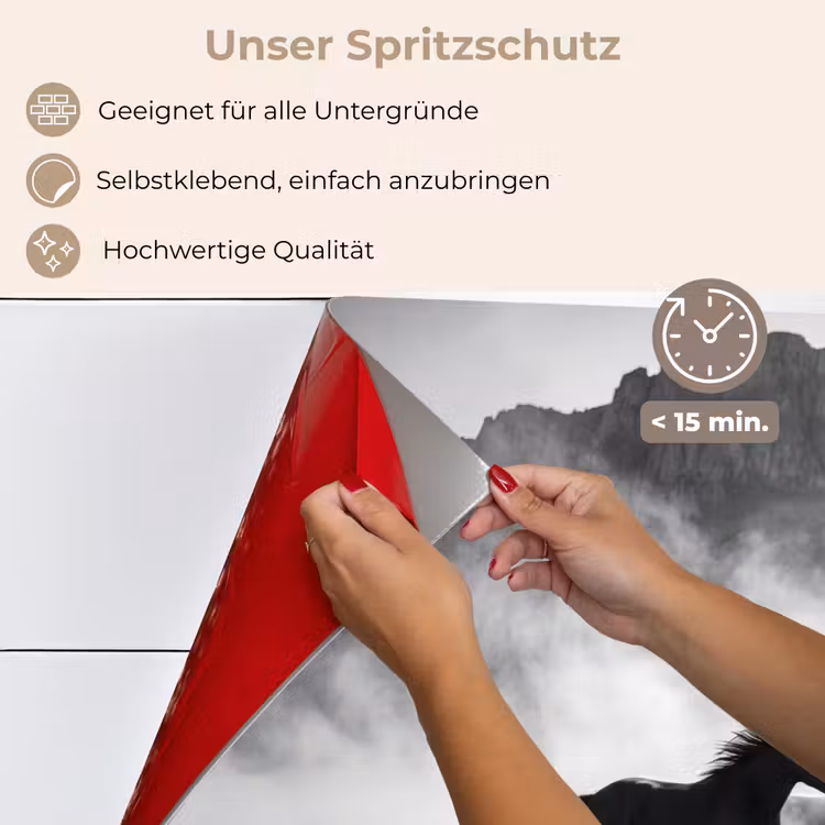 Paard - Ren - Stof - Zwart-wit - Dieren keuken achterwand spatscherm klein -spatscherm_DE