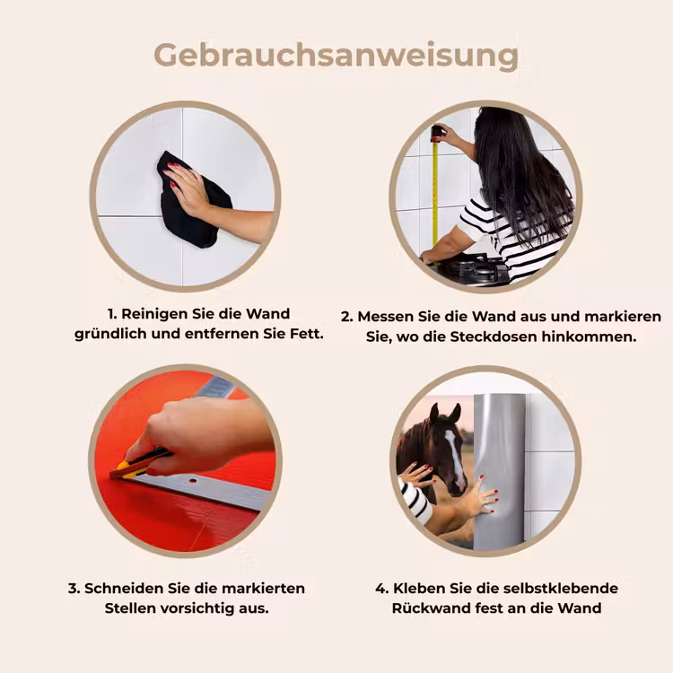 Paard - Zonsondergang - Bruin keuken achterwand 2 middel -gebruiksaanwijzing_DE
