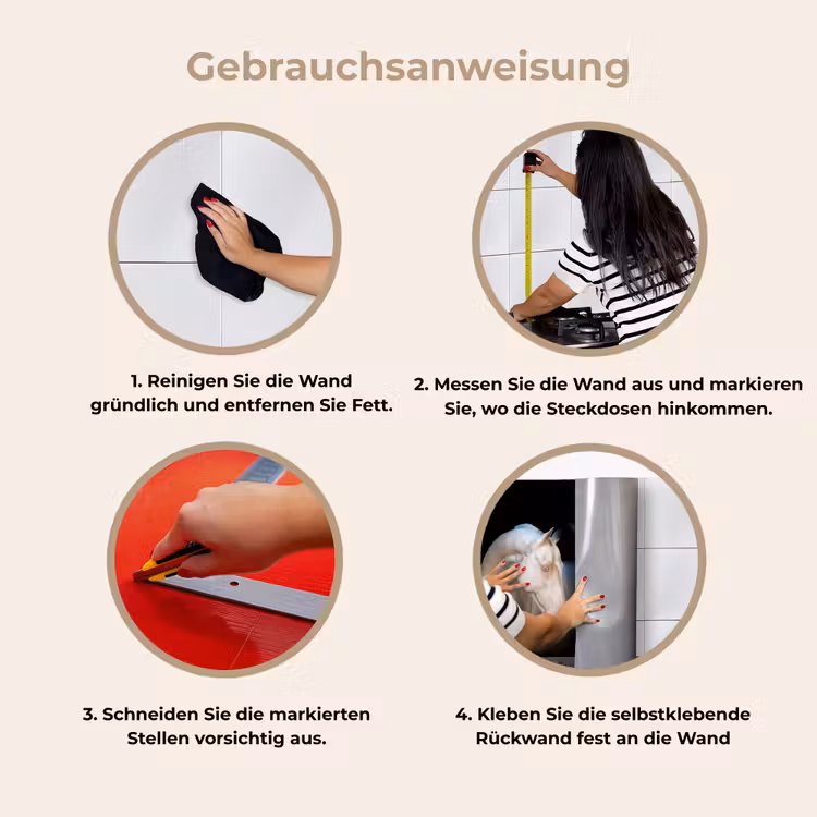 Paard - Dieren - Zwart keuken achterwand 2 middel -gebruiksaanwijzing_DE
