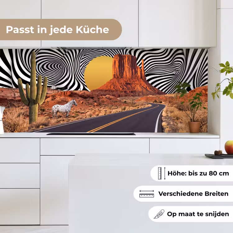 Küchenrückwand - Pferd – Wüste – Natur - Paard - Woestijn - Natuur keuken achterwand 2 middel