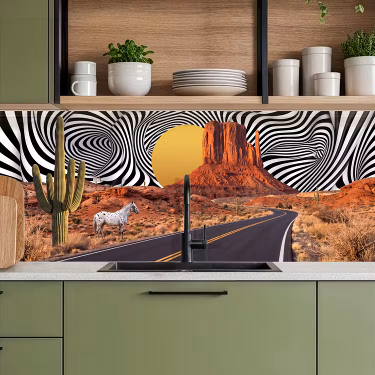 Küchenrückwand - Pferd – Wüste – Natur - Paard - Woestijn - Natuur keuken achterwand 2 middel