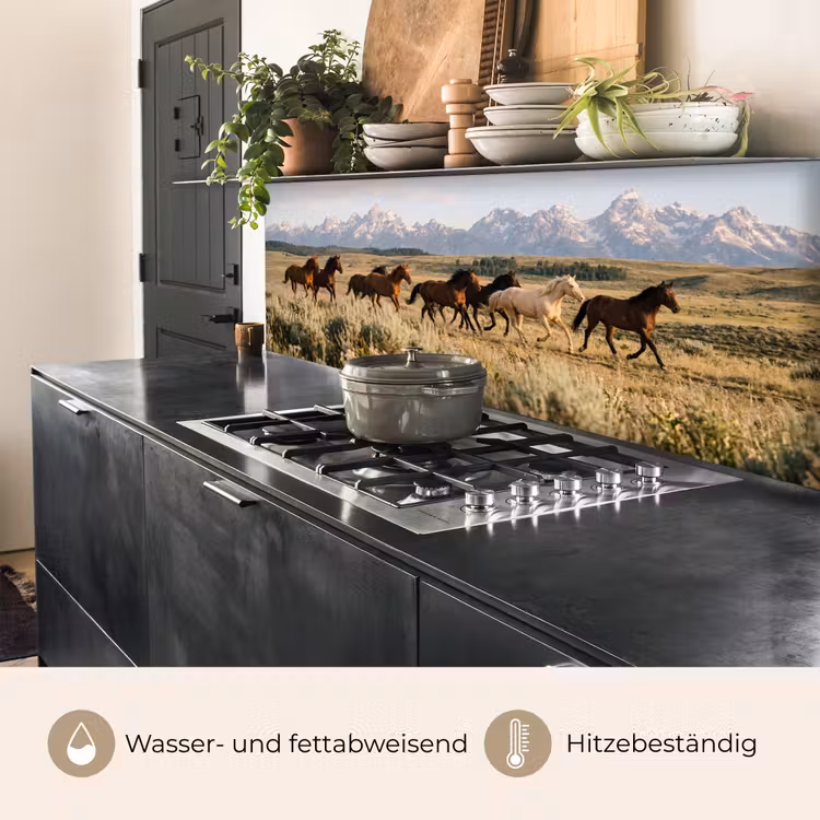 Paarden - Kudde - Bergen - Vrijheid - Wild keuken achterwand 2 middel -usp_DE