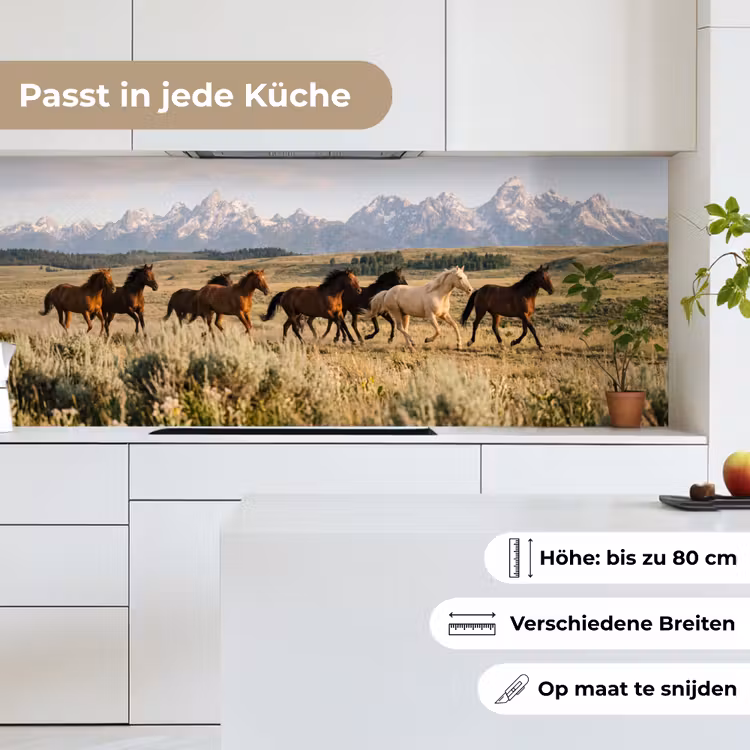 Paarden - Kudde - Bergen - Vrijheid - Wild keuken achterwand 2 middel -sfeer4_DE