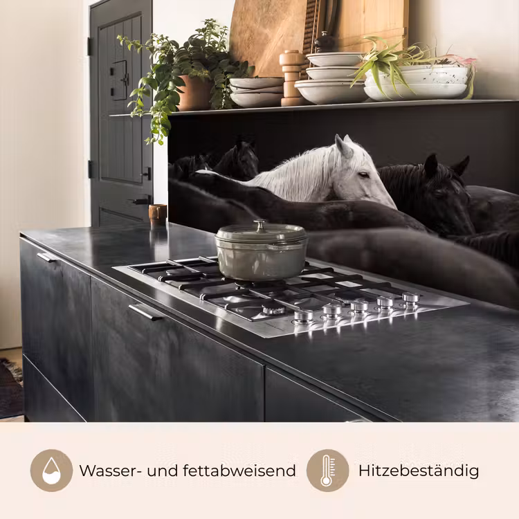 Paarden - Zwart - Wit - Kudde keuken achterwand 2 middel -usp_DE