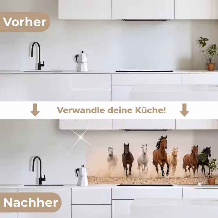 Kudde paarden - Stofwolk - Bruin - Zwart keuken achterwand 2 middel -voor-na_DE