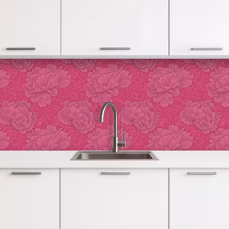Pioenrozen - Energiek - Roze keuken achterwand 2 middel 871 -3d