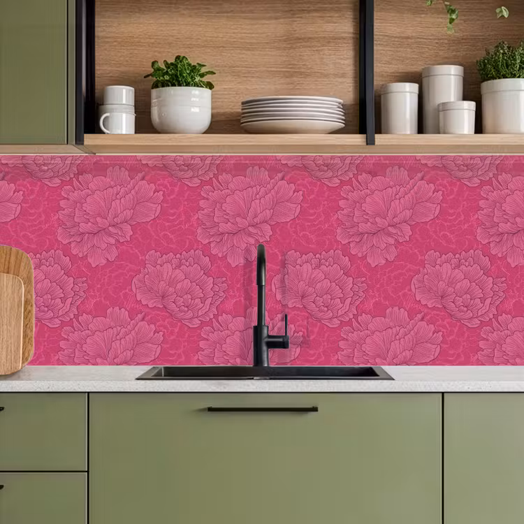 Pioenrozen - Energiek - Roze keuken achterwand 2 middel 871 -sfeer3