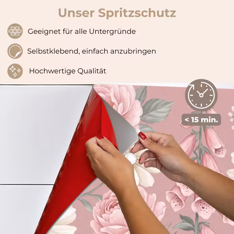 Pioenrozen - Vingerhoedskruid - Pink keuken achterwand spatscherm klein -spatscherm_DE
