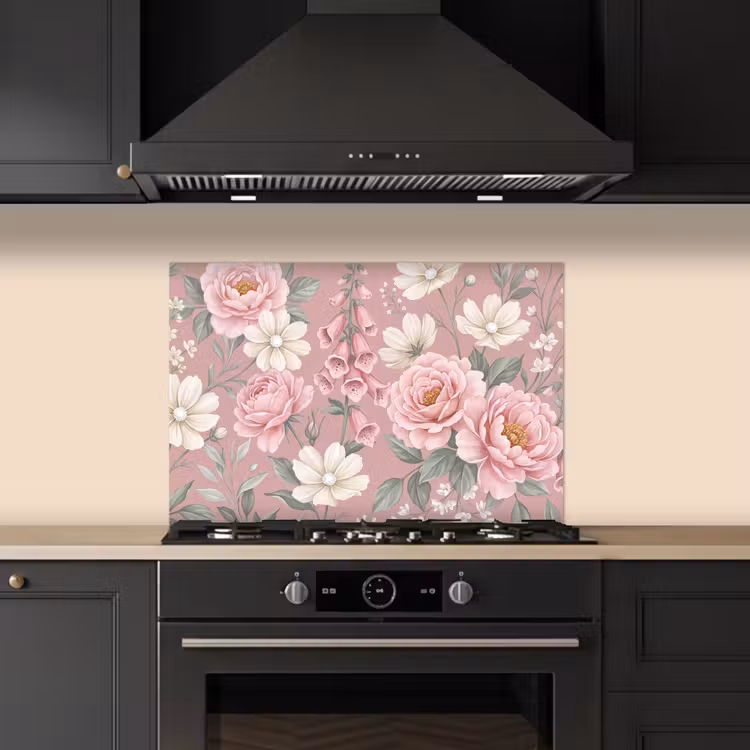 Pioenrozen - Vingerhoedskruid - Pink keuken achterwand spatscherm klein -sfeer1